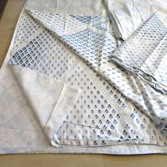 New Blue White Reversable Patterned Cotton Twin Duvet Set 2 Shams 1 Pillowcase - Picture 11 of 16